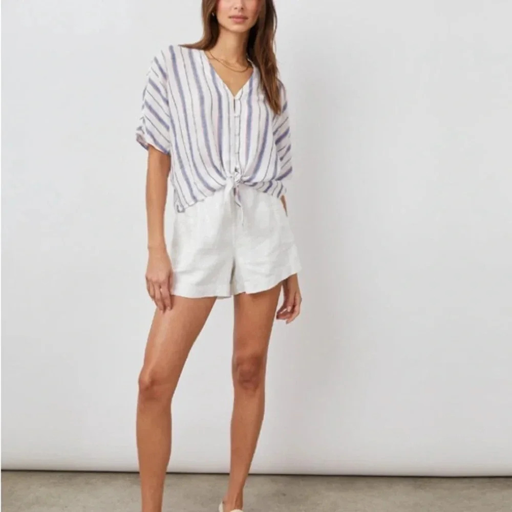 NWT Rails Thea Tahiti Strip Linen Button-up Tie Shirt Small - Picture 4 of 10